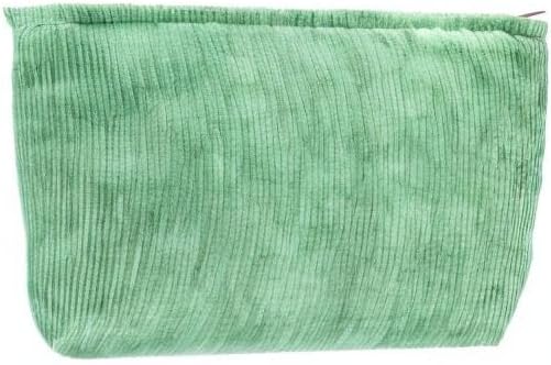 PAZIMIIK Makeup Bag Large Zipper Corduroy Make Up Pouch for Purse Travel Canvas Cosmetic Organizer for Women Brush Storage,Green