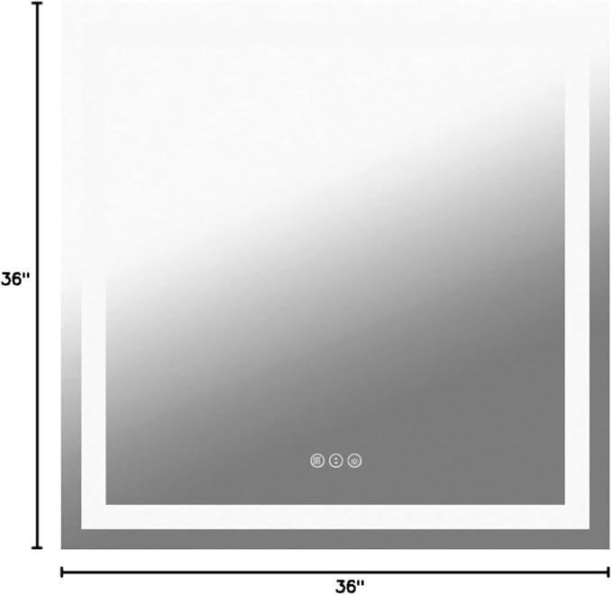 Amorho LED Bathroom Mirror 36"x 36" with Front and Backlight, Stepless Dimmable Wall Mirrors with Anti-Fog, Shatter-Proof, Memory, 3 Colors, Double LED Vanity Mirror