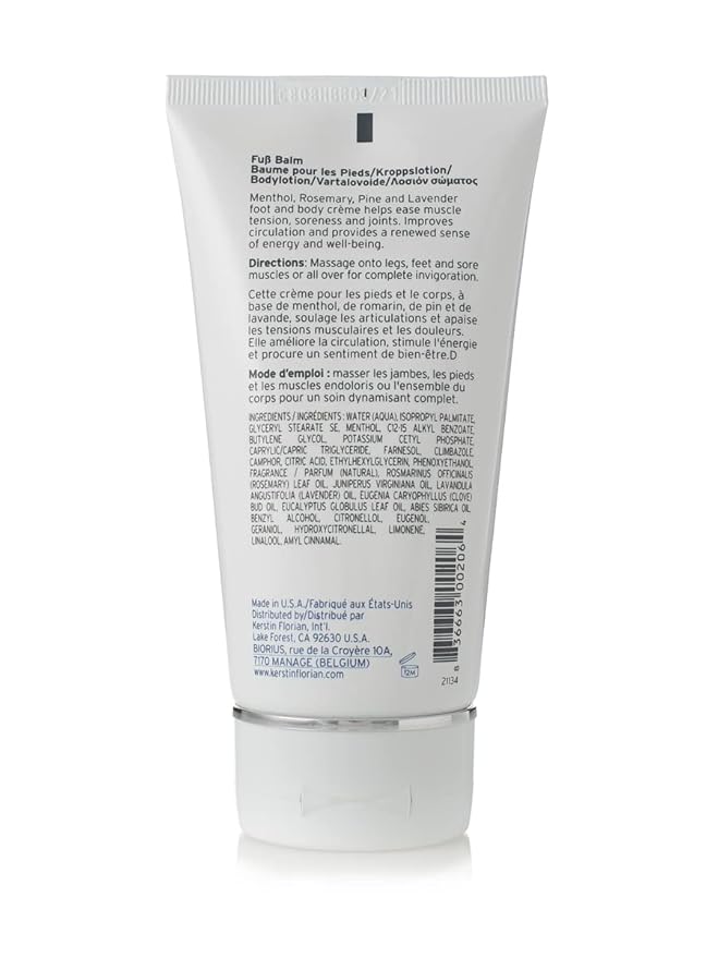 Kerstin Florian Fub Balm | Deep Moisture Soothing Foot and Body Cream with Menthol | Rosemary and Lavender (4.5 fl oz)