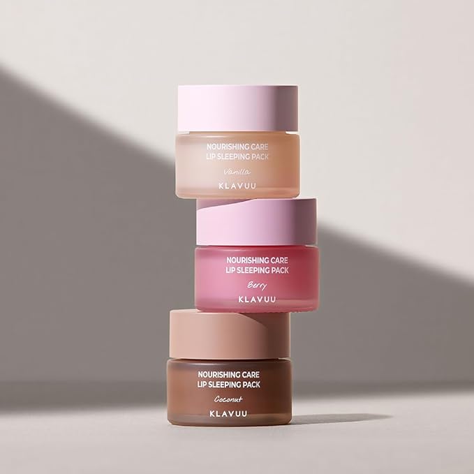 Klavuu Nourishing Care Lip Sleeping Pack - Lip Mask for Exfoliating & Nourishing Lip Treatment Balm for Dry Lips - Natural Moisturizing Lip Oil with - Lip Balm to Repair & Protect Lips 0.7oz (Berry)