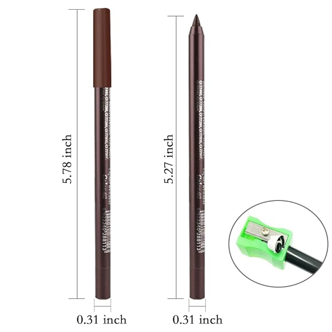 evpct Brown Eyeliner Pencils for Eyes, Dark Coffee Mocha Brown Colored Eye Liner Pencil Pen Makeup Waterproof Smudge Proof, Colored Gel Waterline Eyeliner Liquid, Face Eye Paint Stick Halloween Makeup