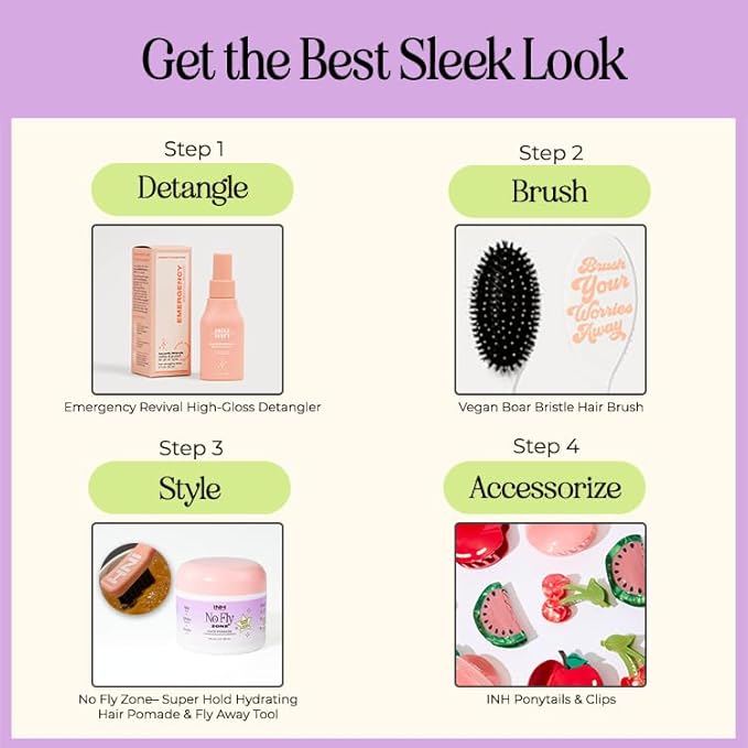 INH Hair Pomade for Flyaways | Water Based & Strong Hold Fly Away Hair Tamer | Sweat Proof No Fly Zone Pomade & Texturizer for Styling | Glossy Finish for a Sleek Look | 2oz