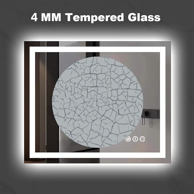 Amorho LED Mirror for Bathroom 36" X30" with Front Light and Backlit, Stepless Dimmable, Anti-Fog, Shatter-Proof, Memory, 3 Colors, Wall Mount (Horizontal/Vertical)