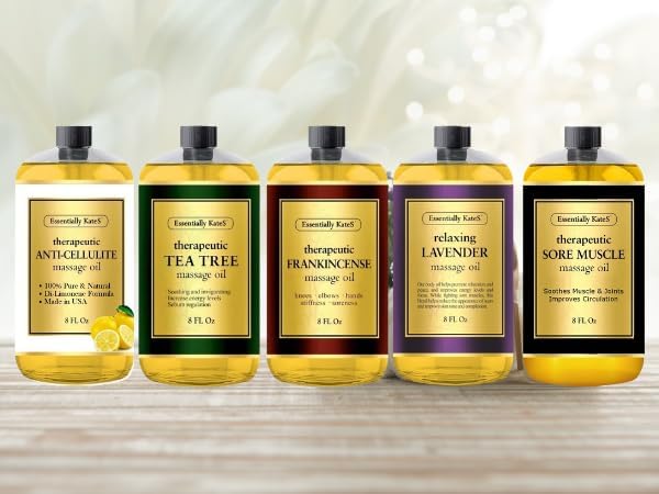 Essentially KateS Tea Tree Oil CICA Massage Oil 8 Fl Oz - Purifying, Invigorating and Hydrating - Soothes Sore Muscles and Joints - Centella asiatica