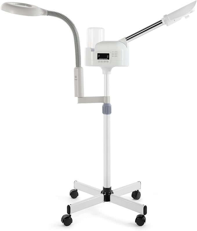 Professional 2 in 1 Facial Steamer Upgrade Esthetician Steamer with 5X LED Magnifying Lamp Beauty Salon Spa