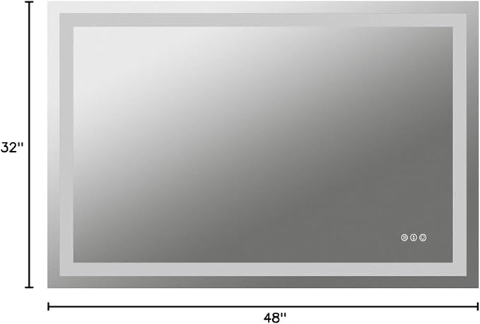 Amorho LED Bathroom Mirror 48"x 32" with Front and Backlight, Stepless Dimmable Wall Mirrors with Anti-Fog, Shatter-Proof, Memory, 3 Colors, Double LED Vanity Mirror