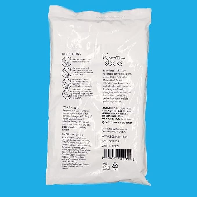 Bodipure All-In-1 Moisturizing Foot Mask, Keratin & Vitamin E Foot Mask for Dry Cracked Feet, Callus & Heel Softening, Easy-to-Use Pedicure Foot Repair, Chemical-free Feet Treatment 24 Pairs