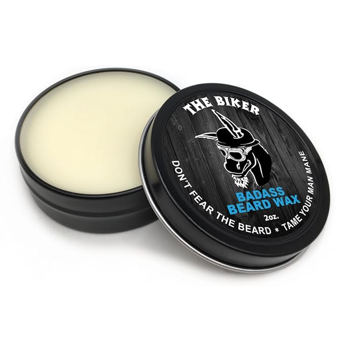 Badass Beard Care Beard Wax For Men - The Biker, 2 oz - Softens Beard Hair, Leaves Your Beard Looking and Feeling More Dense