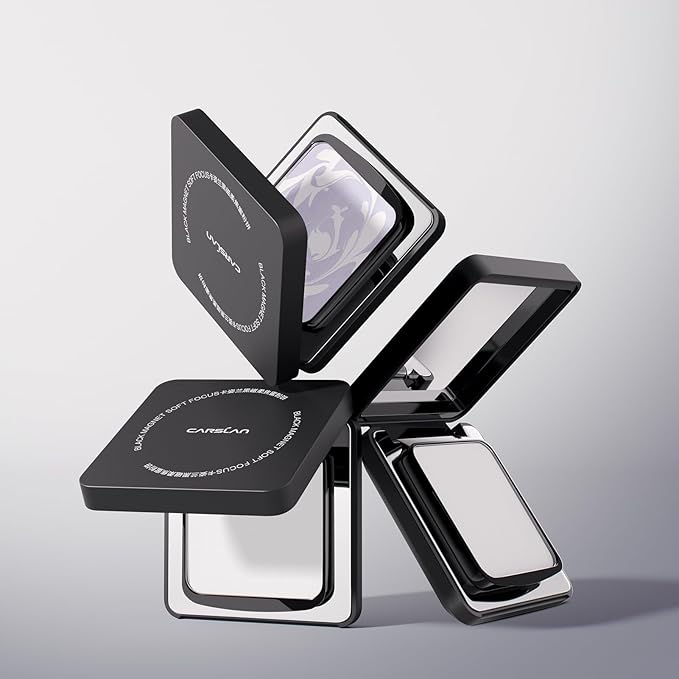 2.0 Black Magnet Soft Focus Powder, Waterproof Translucent Pressed Setting Powder, 24H Longlasting Talc-Free Face Powder, Oil Control Compact Makeup,01 Translucent For Dry&Com Skin, 0.28Oz