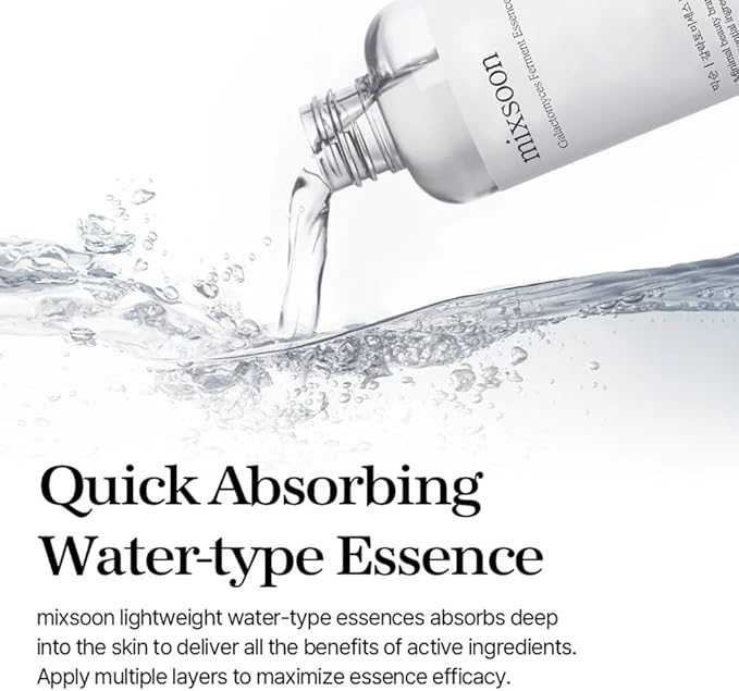mixsoon Galactomyces Ferment Essence - Deep Moisture, Tone Clarifying Essence to Smooth Skin for Dull, Uneven Skin - Korean Skincare for Glass Skin - Vegan (3.38 fl.oz / 100ml)