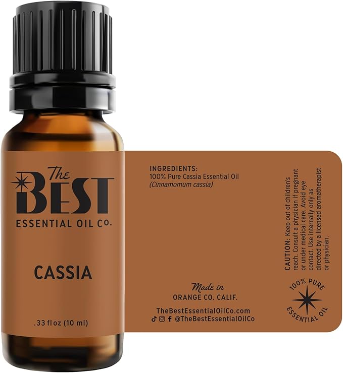 The Best Cassia Essential Oil- Premium Grade- 100% Pure & Natural for Aromatherapy, Diffuser, Spa, Massage, Air Freshener- 10 ml (.33 fl oz)