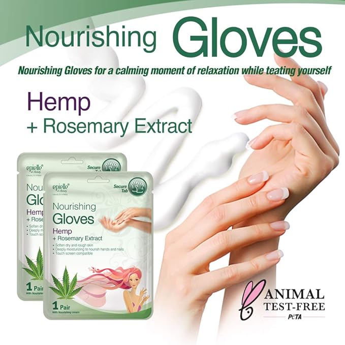 Epielle Nourishing Hand Masks 6 Pairs, Deep Moisturizing Gloves for Dry, Cracked Hands, Repair and Nourish with Hemp & Rosemary Extract, Spa & Self Care Gifts for Women, Korean Skin Care