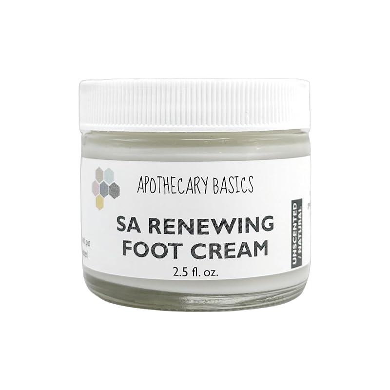 SA Renewing Foot Cream – Handmade with Salicylic Acid & Sweet Almond Oil – Exfoliating & Moisturizing – Fragrance-Free – 2.5 fl oz
