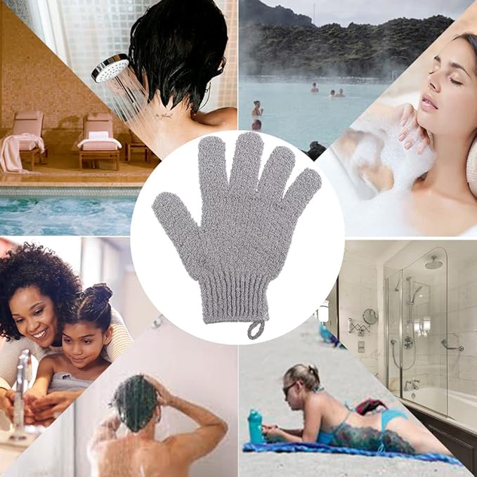Bath Exfoliating Gloves - 2 Pairs of Lengthened and Large Scrubbing Gloves for Shower, Spa, and Massage - Perfect for Exfoliating Body, Face, Hands, and Feet(2 paris gary)