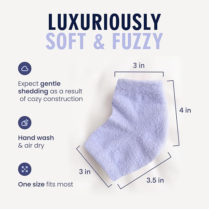 Dr. Frederick's Original Moisturizing Fuzzy Heel Socks - 2 Pairs - Cozy Gel-Lined Sleep Socks for Women & Men - Soothes Dry, Cracked Feet - Heel Repair - Lilac Leisure