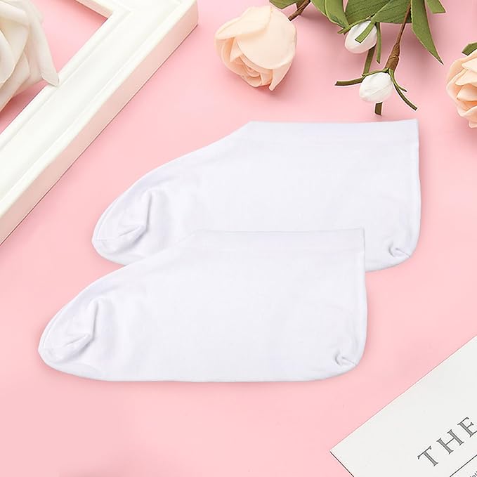 BLMHTWO 4 Pairs Moisturizing Socks, Overnight Foot Care, For Dry Cracked Feet, White Cotton