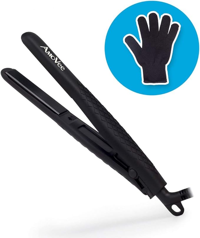 Mini Flat Iron, 0.7 Inch Mini Hair Straightener, Small Flat Iron for Short Hair,Curls Bangs, Dual Voltage Travel Hair Straightener(Black)