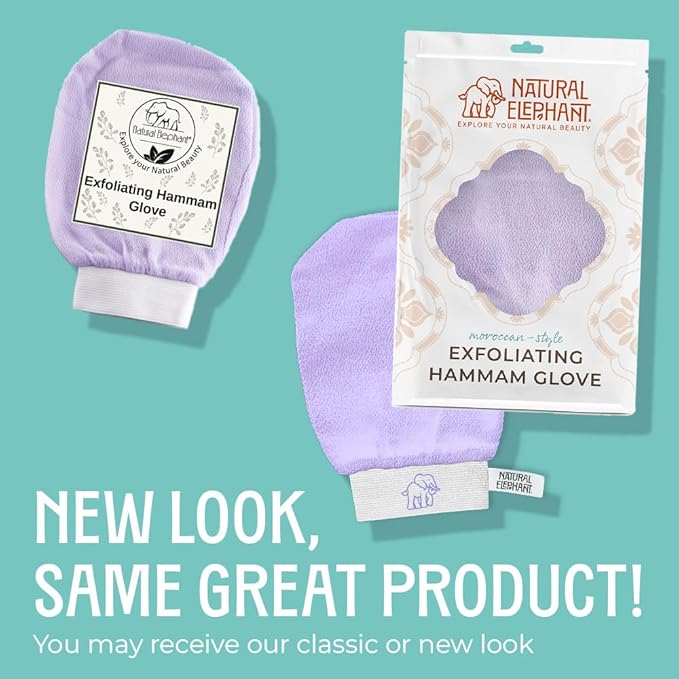 Natural Elephant Exfoliating Hammam Glove | Authentic Moroccan Kessa Body Scrub Mitt for Spa-Quality Skin Renewal | Lovely Lilac Single