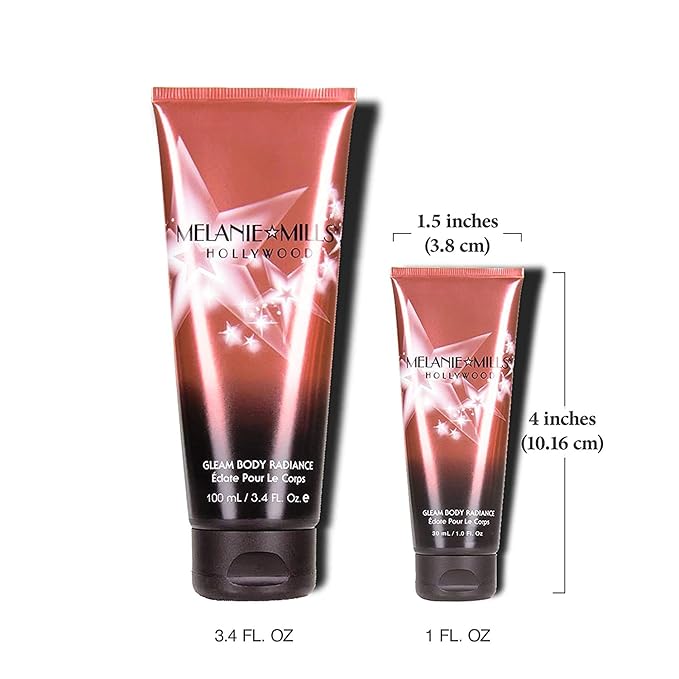 Melanie Mills Hollywood Gleam Body Radiance All In One Makeup, Moisturizer & Glow For Face & Body - Rose Gold, Mini 1 fl.oz.