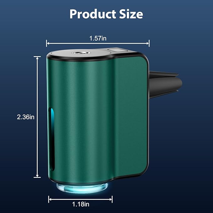 Smart Car Air Freshener, Car Air Freshener Diffuser, Car Diffuser Air Freshener with Three Adjustable Modes, Aromatizante para Carro, Car Diffuser with 8pcs Essential Oil (Green)