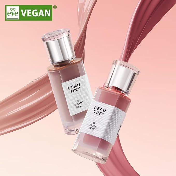 BBIA L’EAU Tint – Glossy & Glow Lip Stain, Watery Lip Tint, Non-Sticky, High Shine Finish, Long-lasting, Moisturizing, Lightweight, Natural, Daily Use, Vegan, Korean Lip Makeup (07 PEACH L'EAU)