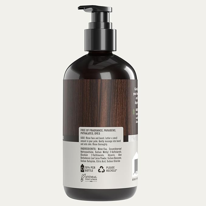 Every Man Jack Unscented Beard + Face Wash - Fragrance Free for Sensitive Skin - Naturally Cleanse and Condition Your Beard and Skin - 6.7-ounce (2 pack)