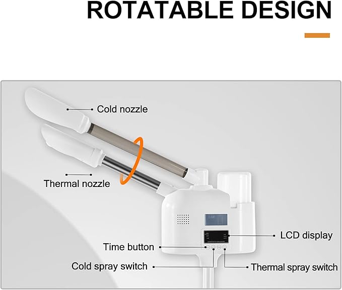 Professional 2 in 1 Facial Steamer Upgrade Esthetician Steamer with hot & Cold Nozzle Beauty Salon Spa