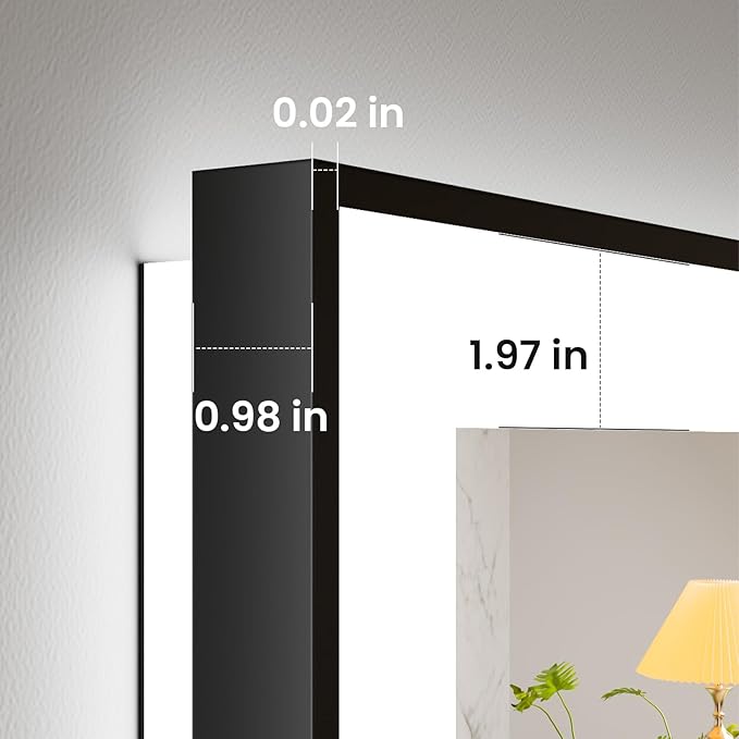 Amorho 60" X40" LED Bathroom Mirror with Black Frame, Front Light and Backlit(Controlled Separately), Stepless Dimmable, Anti-Fog, Shatter-Proof, 3 Colors, Memory