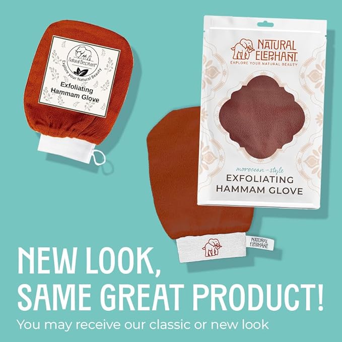 Natural Elephant Exfoliating Hammam Glove | Authentic Moroccan Kessa Body Scrub Mitt for Spa-Quality Skin Renewal | Burnt Orange