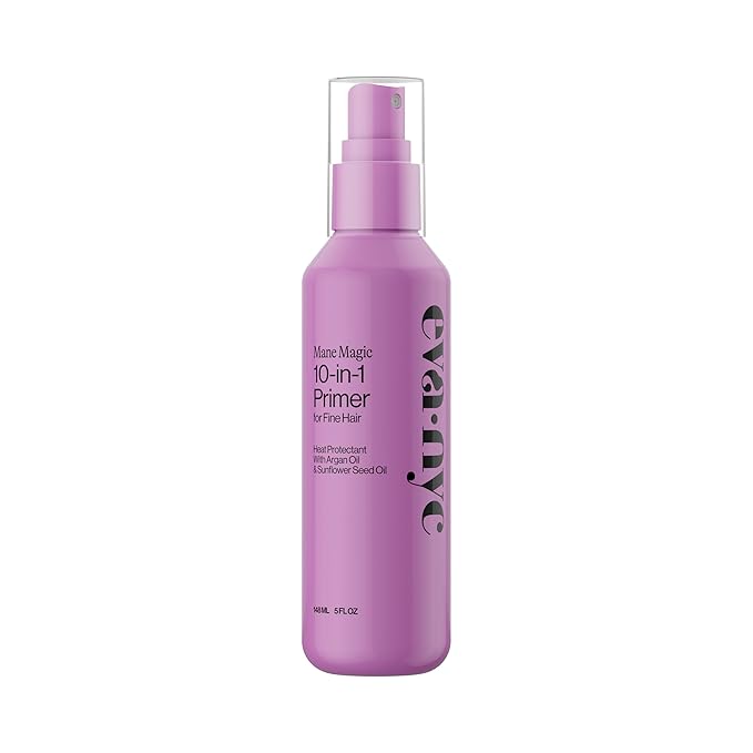 Eva NYC 10-in-1 Hair Primer - New Fine Mist + No-Leak Spray - Sunflower Seed + Argan Oil Heat Protection Spray - Anti-Frizz + Add Shine - For Fine Hair - Packaging May Vary- Warm Vanilla Scent -5 floz