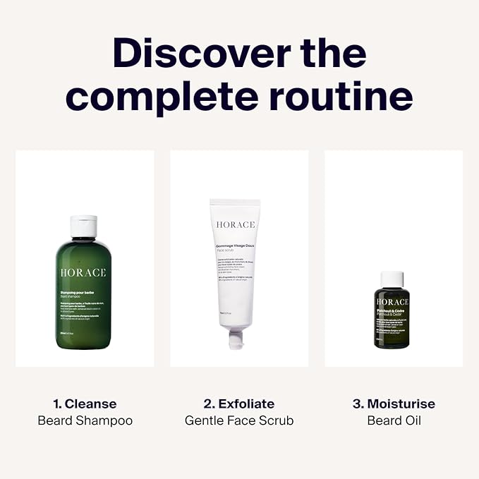 HORACE Beard Shampoo for Men - Sulphate-free Wash with Castor Oil - Gentle Beard Care for All Skin Types - Woody, Aromatic Scent, 250 ml