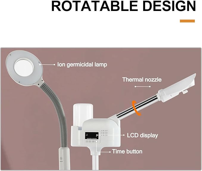 Professional 2 in 1 Facial Steamer Upgrade Esthetician Steamer with 5X LED Magnifying Lamp Beauty Salon Spa