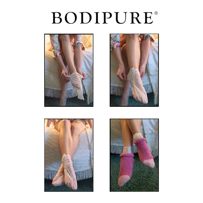 Bodipure Premium Foot Mask Keratin Socks | at Home Spa Moisturizer Socks for Dry Cracked Feet, Callus & Heel Softening | Easy-to-Use Pedicure Foot Repair | Chemical-Free Feet Treatment | 100 Pairs