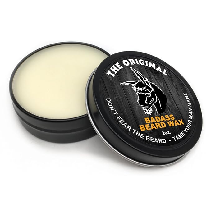 Badass Beard Care Beard Wax For Men - The Original, 2 oz - Softens Beard Hair, Leaves Your Beard Looking and Feeling More Dense
