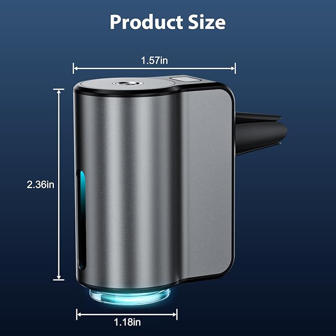 Smart Car Air Freshener, Car Air Freshener Diffuser, Car Diffuser Air Freshener with Three Adjustable Modes, Aromatizante para Carro, Car Diffuser with 8pcs Essential Oil(Black)