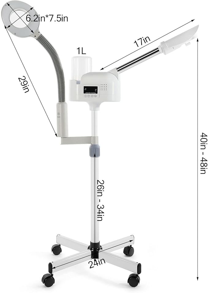 Professional 2 in 1 Facial Steamer Upgrade Esthetician Steamer with 5X LED Magnifying Lamp Beauty Salon Spa