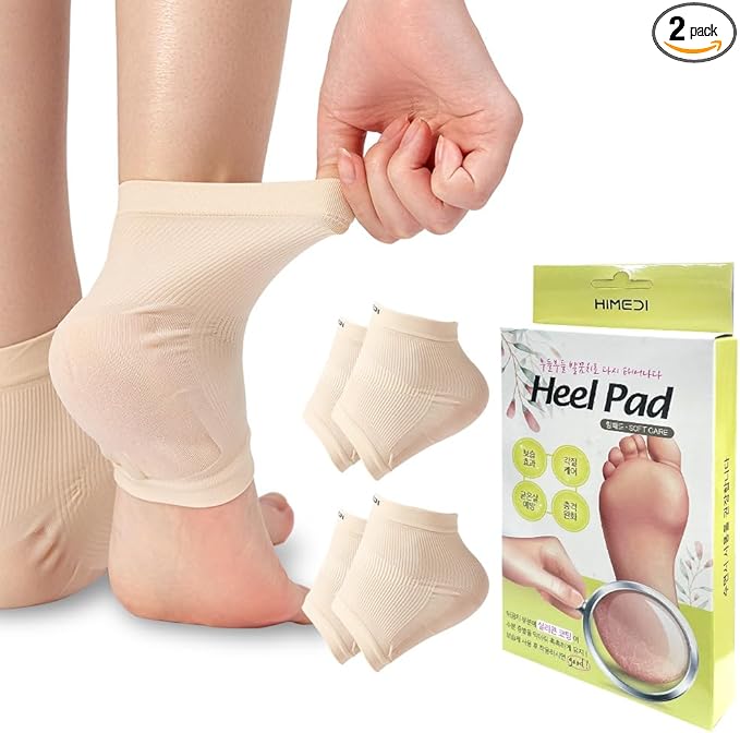 Moisturizing Heel Socks for Cracked Heels 2 Pairs (4 Socks) – Sillicon Gel Heel Socks for Dry Feet, Overnight Foot Care