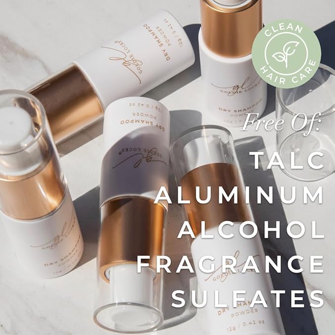 Goldie Locks Dry Shampoo Powder - Volumizing and Oil Absorbing - For Light and Dark Hair - Non-Aerosol, No Residue - Safe for Extensions & Color-Treated Hair - Protein-Free - 0.42 oz