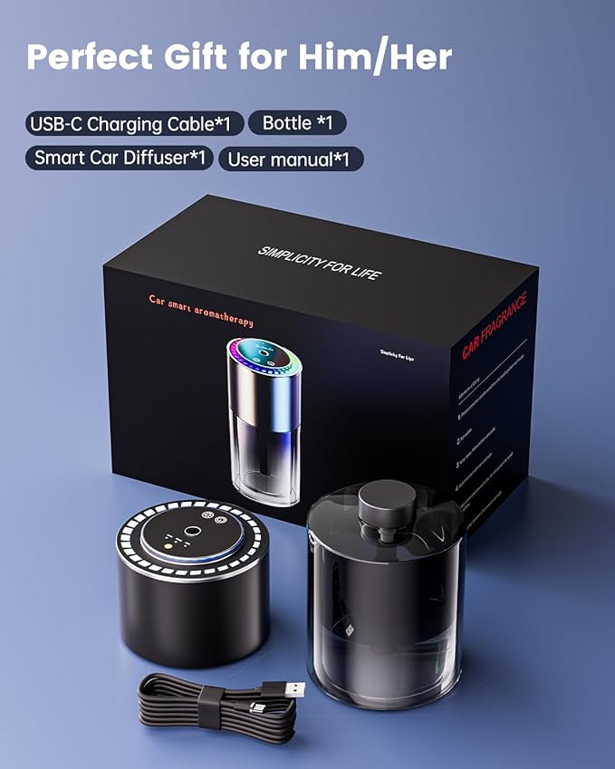 5.6oz/160ml Large Capacity 2025 AI Car Air Freshener, Smart Car Electric Diffuser with Perfumes (Colognee), Essential Oil Diffuser Last 6 Months, Auto On/Off, 3 Mode Adjustable, BJ 579-2