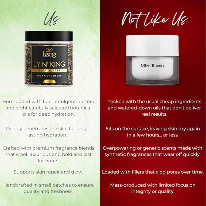 KXNG Cosmetics, Body Butter, Organic Skin Care for Men and Women, Body Moisturizer Lotions and Creams, Raw Shea Butter, Cocoa Butter, Mango, Coconut Oil, Hand, Foot, All Skin Types (Lyin' King XL)