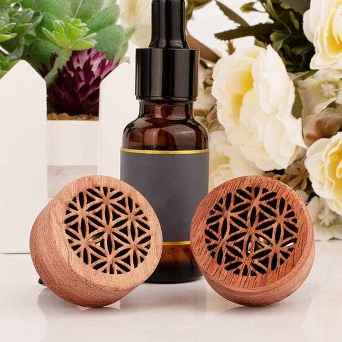 Essential Oil Car Diffuser, 2 PCS Car Aromatherapy Wood Diffuser with Vent Clip