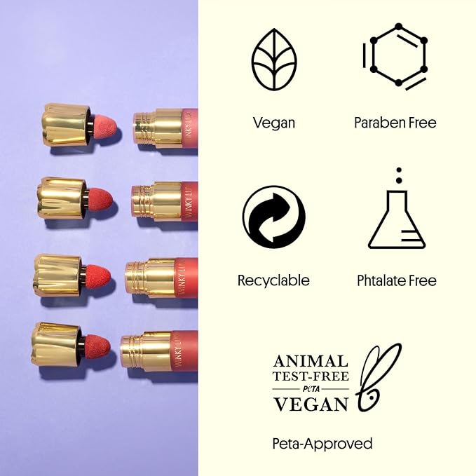 Winky Lux Cheeky Rose Liquid Blush, Gel Cream Blush Wand, Blendable & Buildable Pigment, Long Lasting Weightless Velvet Finish, Dusty Rose Blush, Noble