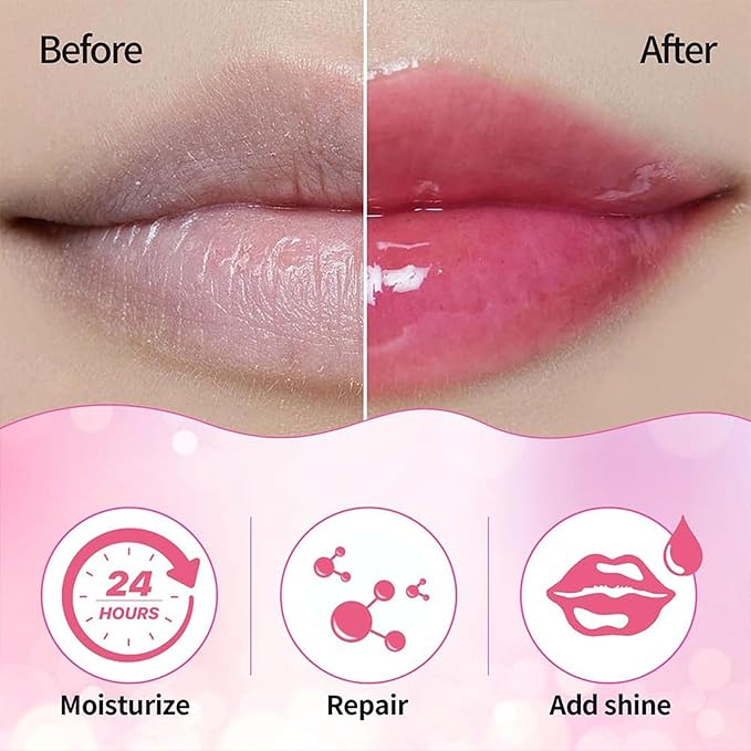 Hydrating Lip Glow Oil, Lip Oil Gloss Transparent Toot Tinted Nourishing Long Lasting Repairing Lightening Lip Lines (RASPBERRY) 0.2 OZ