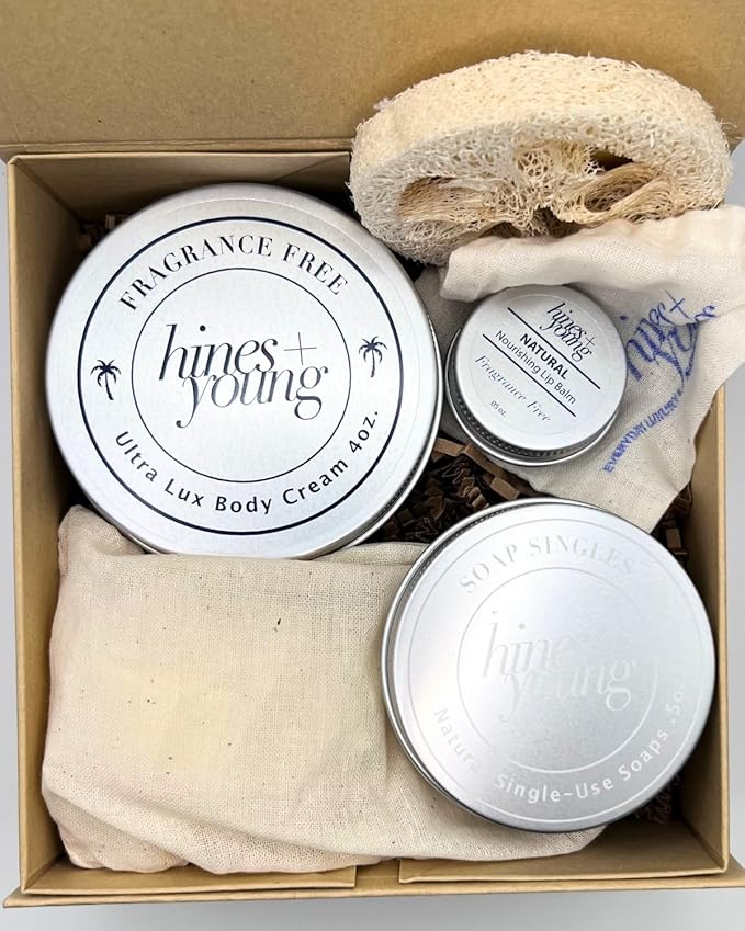 Hines+Young Natural Body Care Set - Contains our Fragrance Free Body Cream, Natural Lip Balm, Soap Singles Tin & Soap Refill Tin, Hydrate & Refresh, Natural Ingredients, Ideal Gift Set