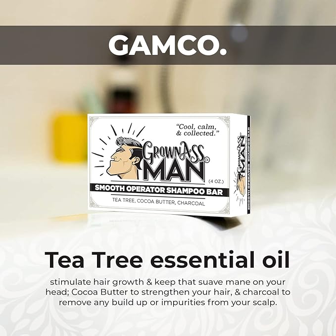 Solid Shampoo Bar Rich Lather 3 in 1: Hair, Beard & Body Wash - Plastic Free & Eco-Friendly, Natural & Organic Clean for All Hair Types, 4oz Bar (Smooth Operator, 3-Pack)