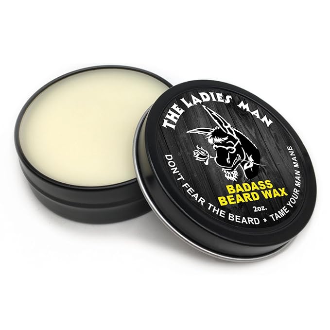 Badass Beard Care Beard Wax For Men - The Ladies Man, 2 oz - Softens Beard Hair, Leaves Your Beard Looking and Feeling More Dense