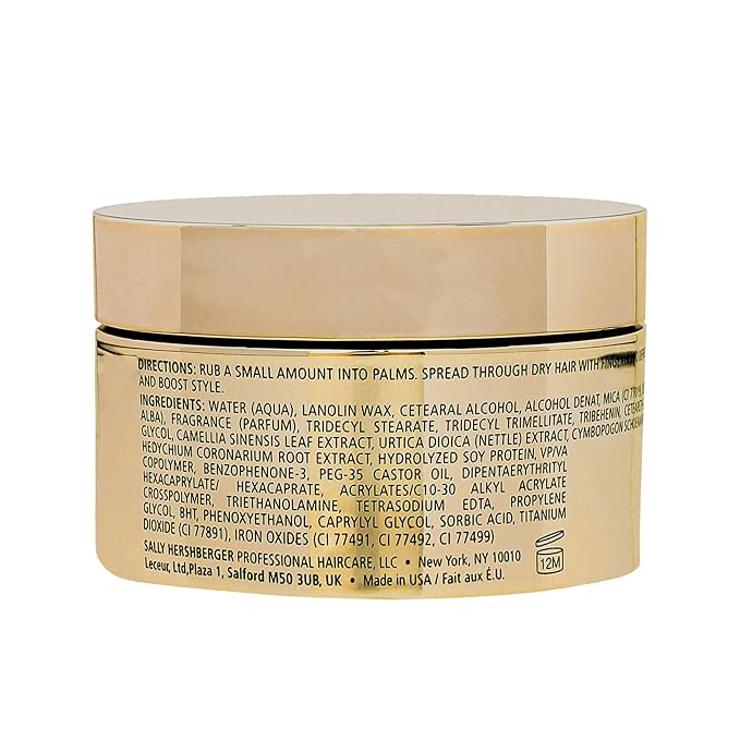 Sally Hershberger 24K Hair Texturizing Paste for Men & Women - Premium High Shine Pomade - All Day Hold - Hydrating & Volumizing - For Styling & Finish with Golden Pearl, Mica - All Hair Types - 1.7oz