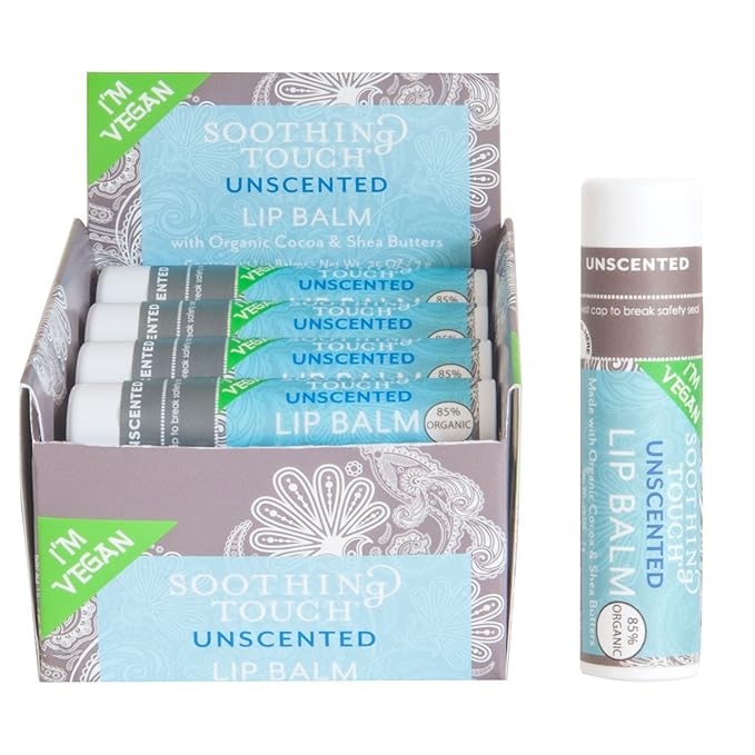 Soothing Touch Unscented Vegan Lip Balm, 0.25 Ounce - 12 per case.