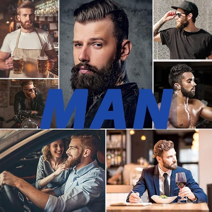 Men's 3 in 1 Black Beard Dye Shampoo, Simpler Color for Men's Beard & Mustaches, Long Lasting Gray Reducing 200 ml