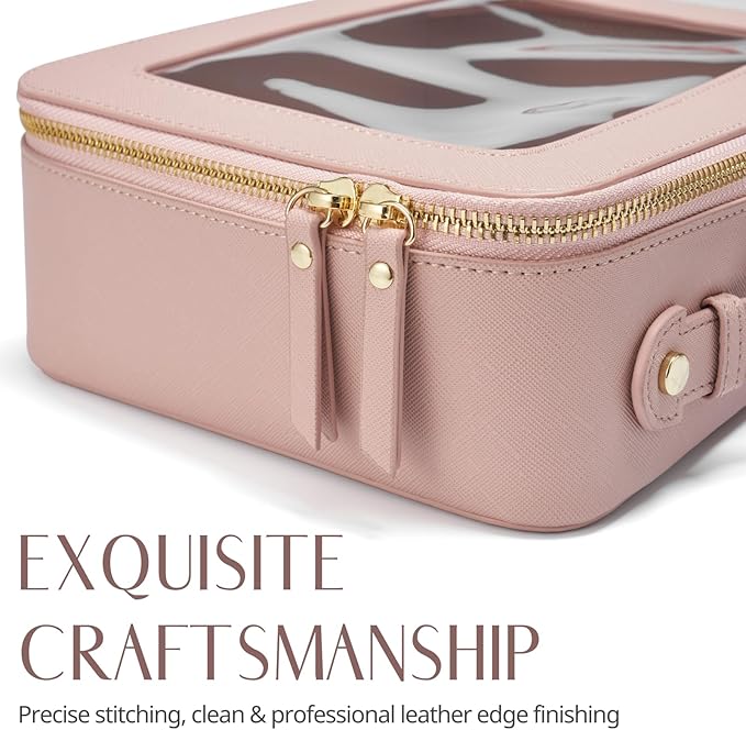 Popvibe Clear Makeup Bag Travel Cosmetic Case Transparent Toiletry Bag with Zipper, Portable Make Up Organizer Traveling Compact Car Bag for Essentials